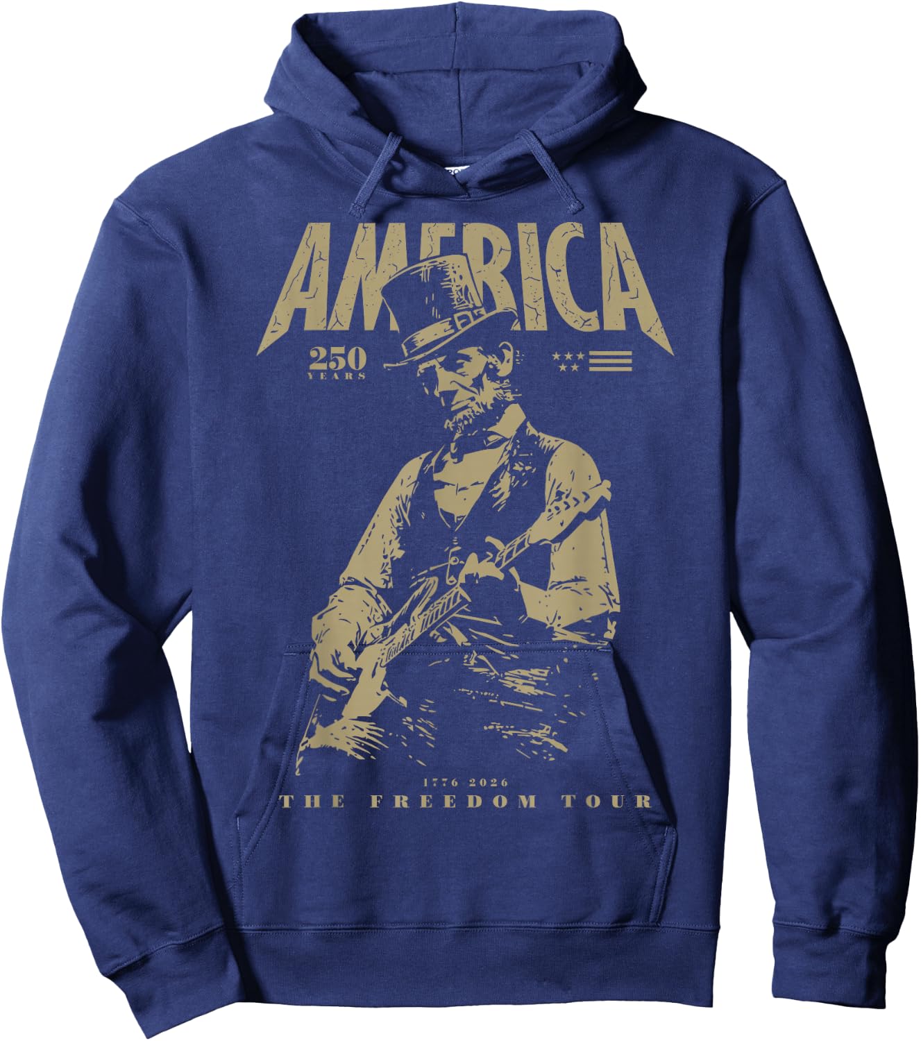 Abraham Lincoln Playing Guitar 4th July 250th Anniversary Hoodie - Hoodie | Navy