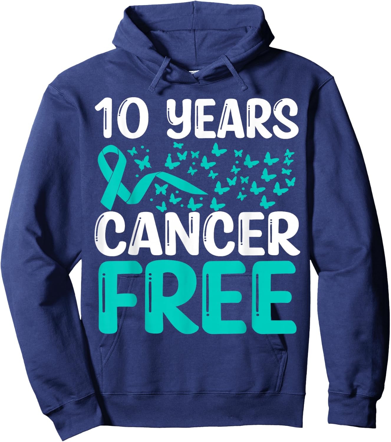 10 Years Cervical Cancer Free Cancer Survivor Awareness Hoodie - Hoodie | Navy