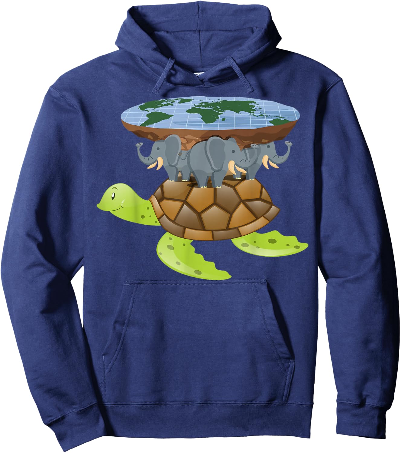 Flat Earth Turtle Disk World Gift Design Idea Hoodie - Hoodie | Navy