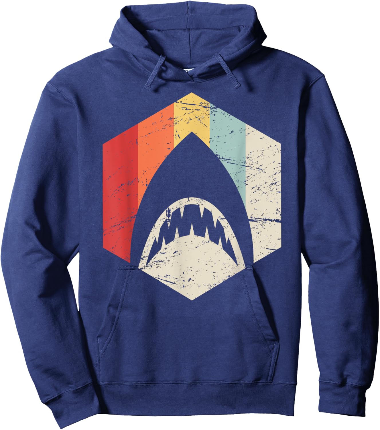 Retro Great White Shark Hoodie - Hoodie | Navy