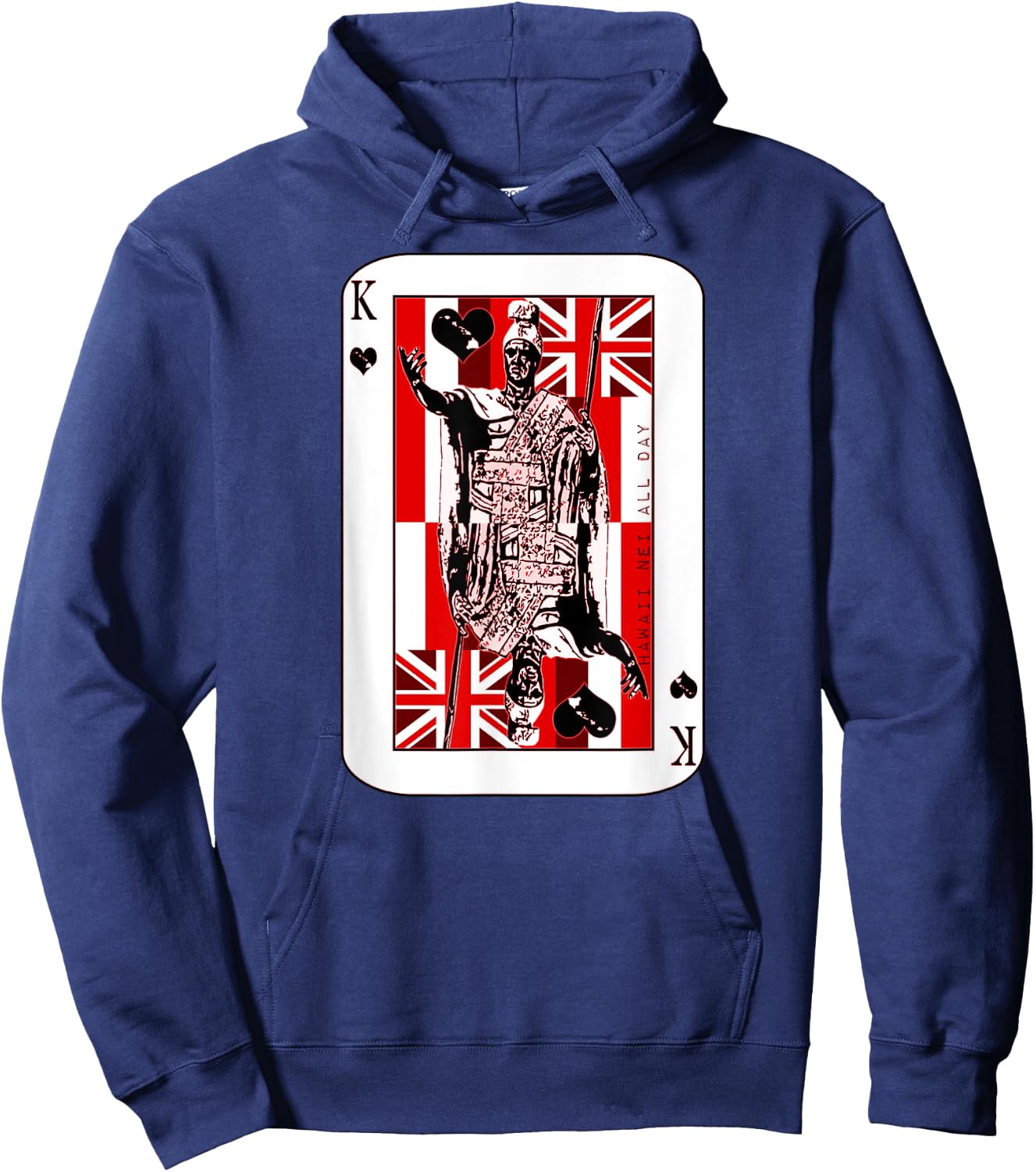 King of Hawai'i Kamehameha (red ink) by Hawaii Nei All Day Hoodie - Hoodie | Navy