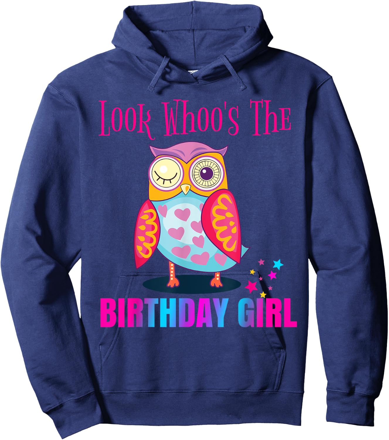 CUTE Look Whoos OWL Birthday Girl Shirt Party Outfit Gift Hoodie - Hoodie | Navy