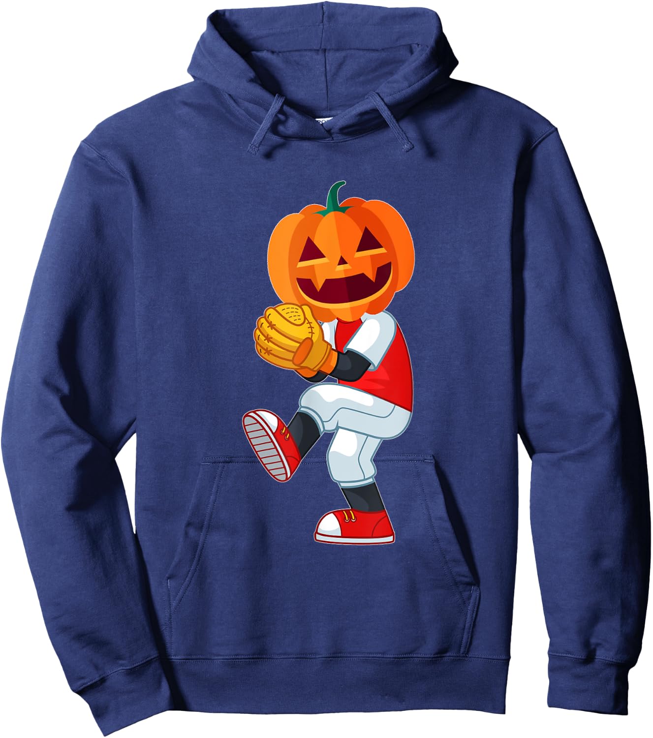 Halloween Baseball Pitcher Pumpkin Head Scary Gift Hoodie - Hoodie | Navy