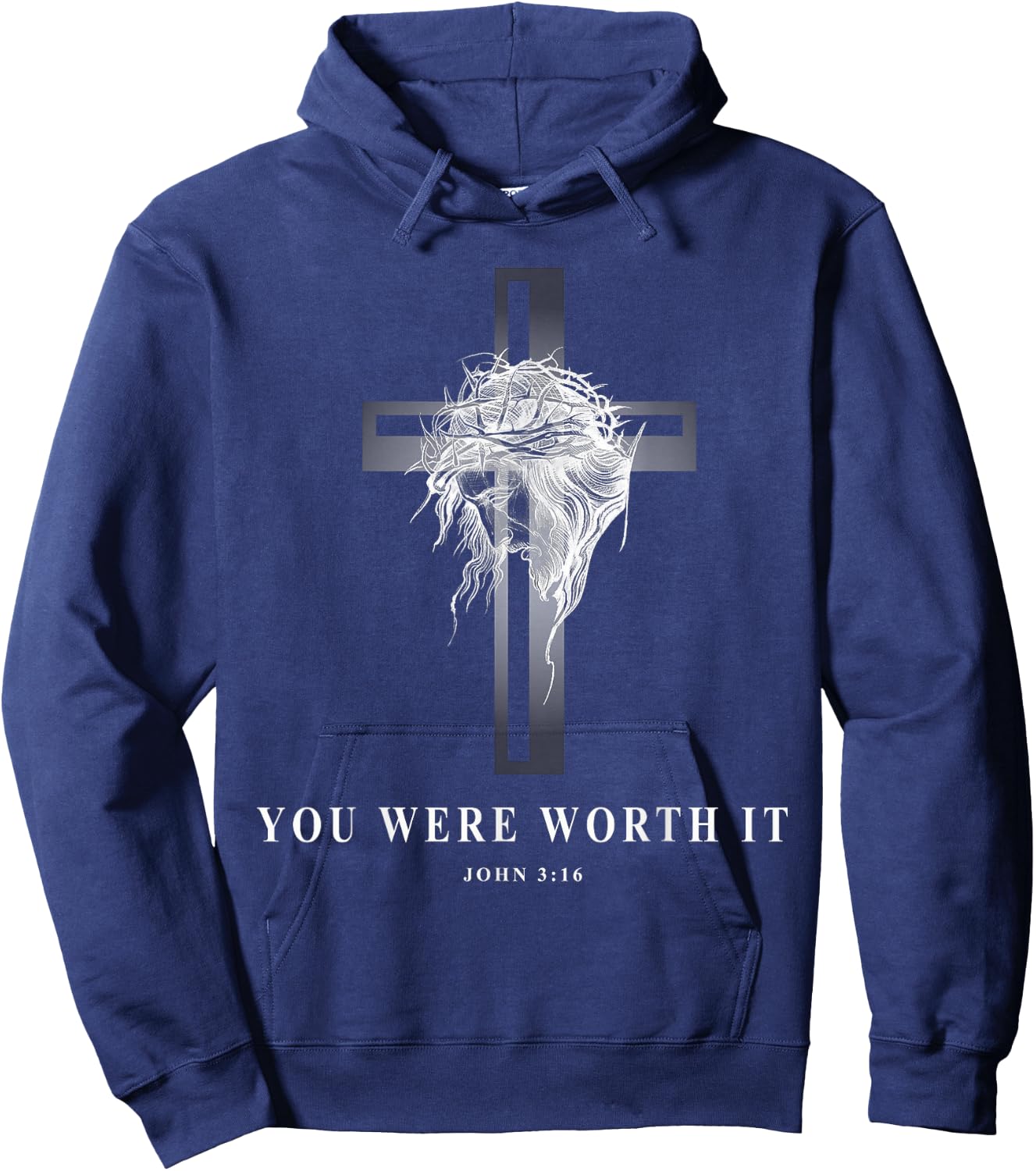 John 3:16 You Were Worth It Christian Hoodie - Hoodie | Navy