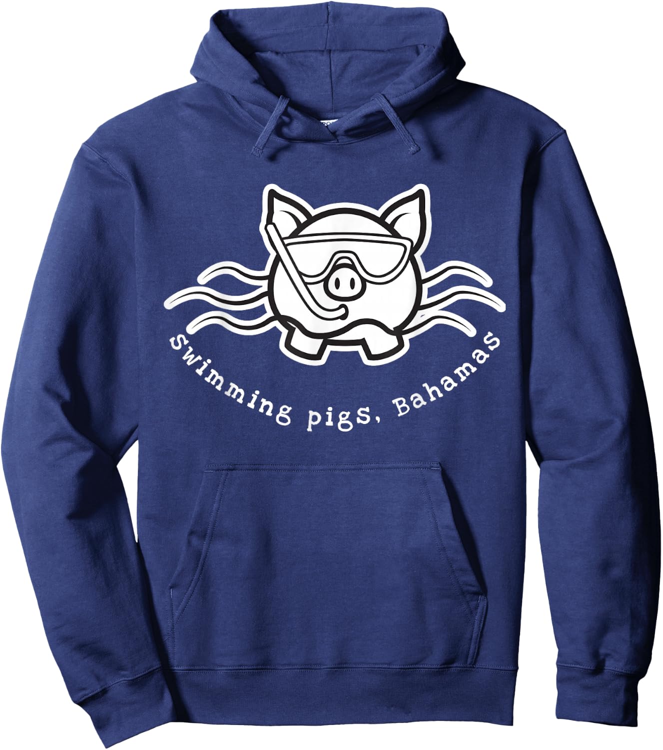 Bahamas Swimming Pig with Mask and Snorkel Hoodie - Hoodie | Navy