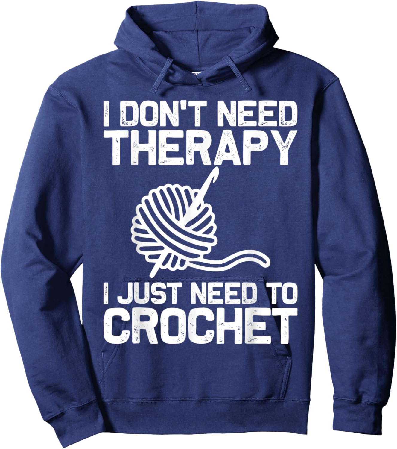 Funny Crochet Design Men Women Crocheting Knitting Therapy Hoodie - Hoodie | Navy