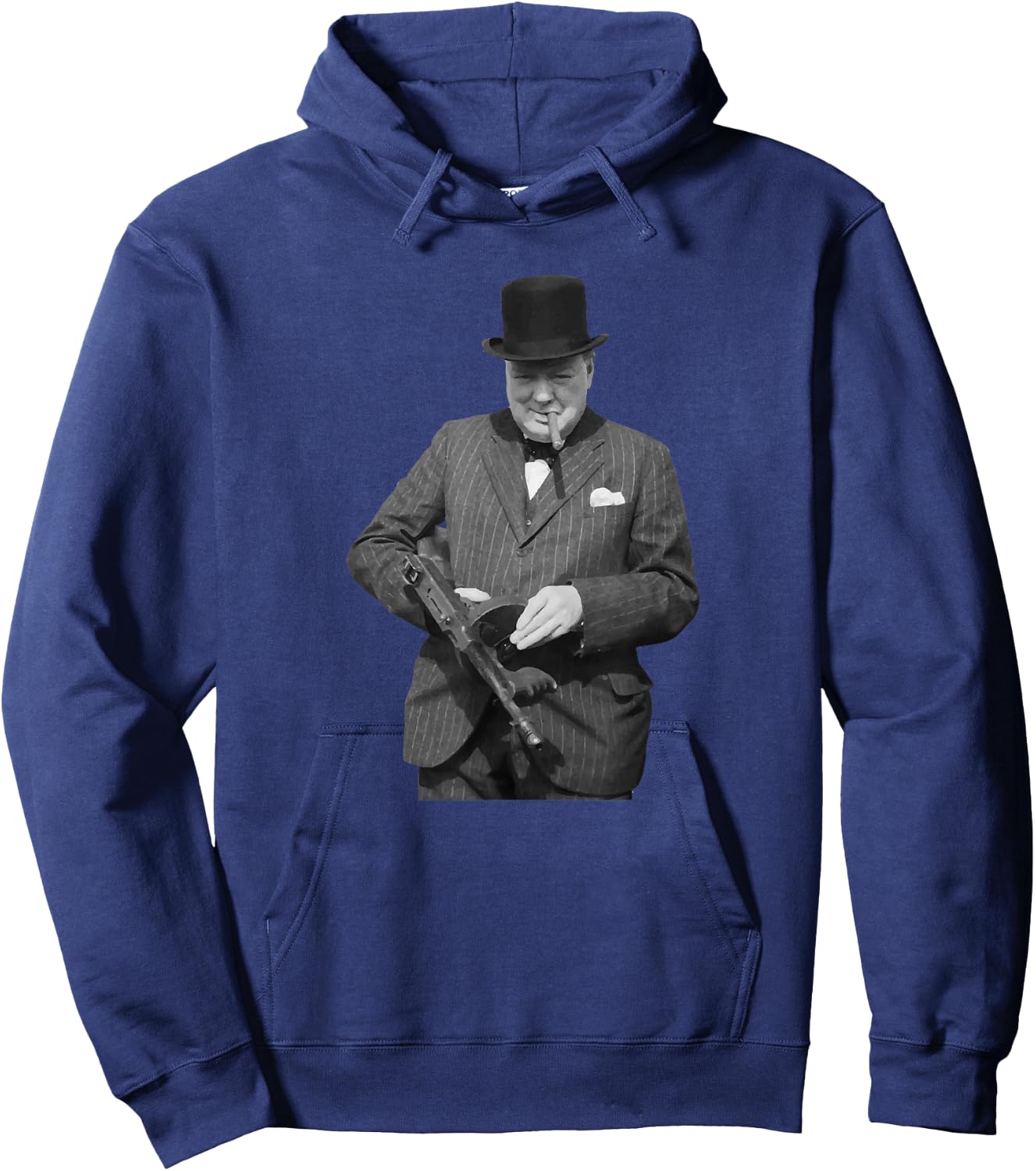Sir Winston Churchill Tommy Gun Patriot Hoodie - Hoodie | Navy