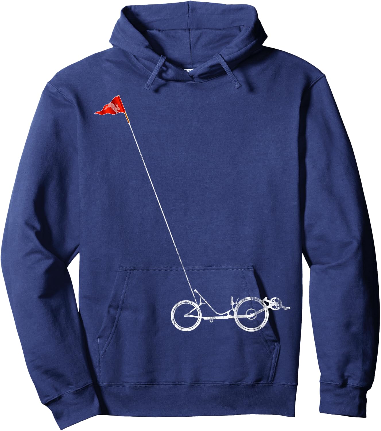 Recumbent Bicycle with Safety Flag Hoodie - Hoodie | Navy