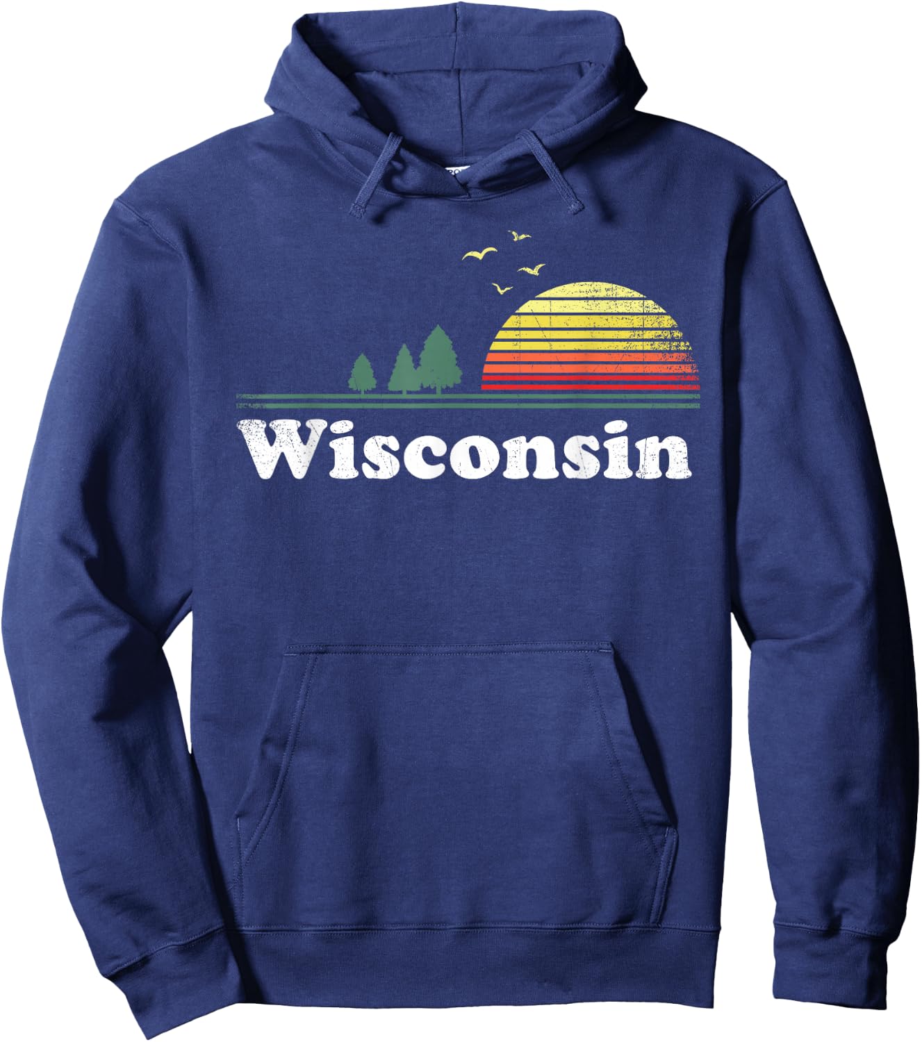 Retro Wisconsin State Park WI Home Design Hoodie - Hoodie | Navy