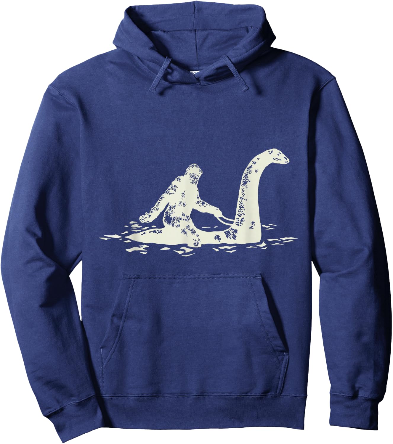 Bigfoot Sasquatch Riding The Loch Ness Monster Funny,Short Sleeve Hoodie - Hoodie | Navy