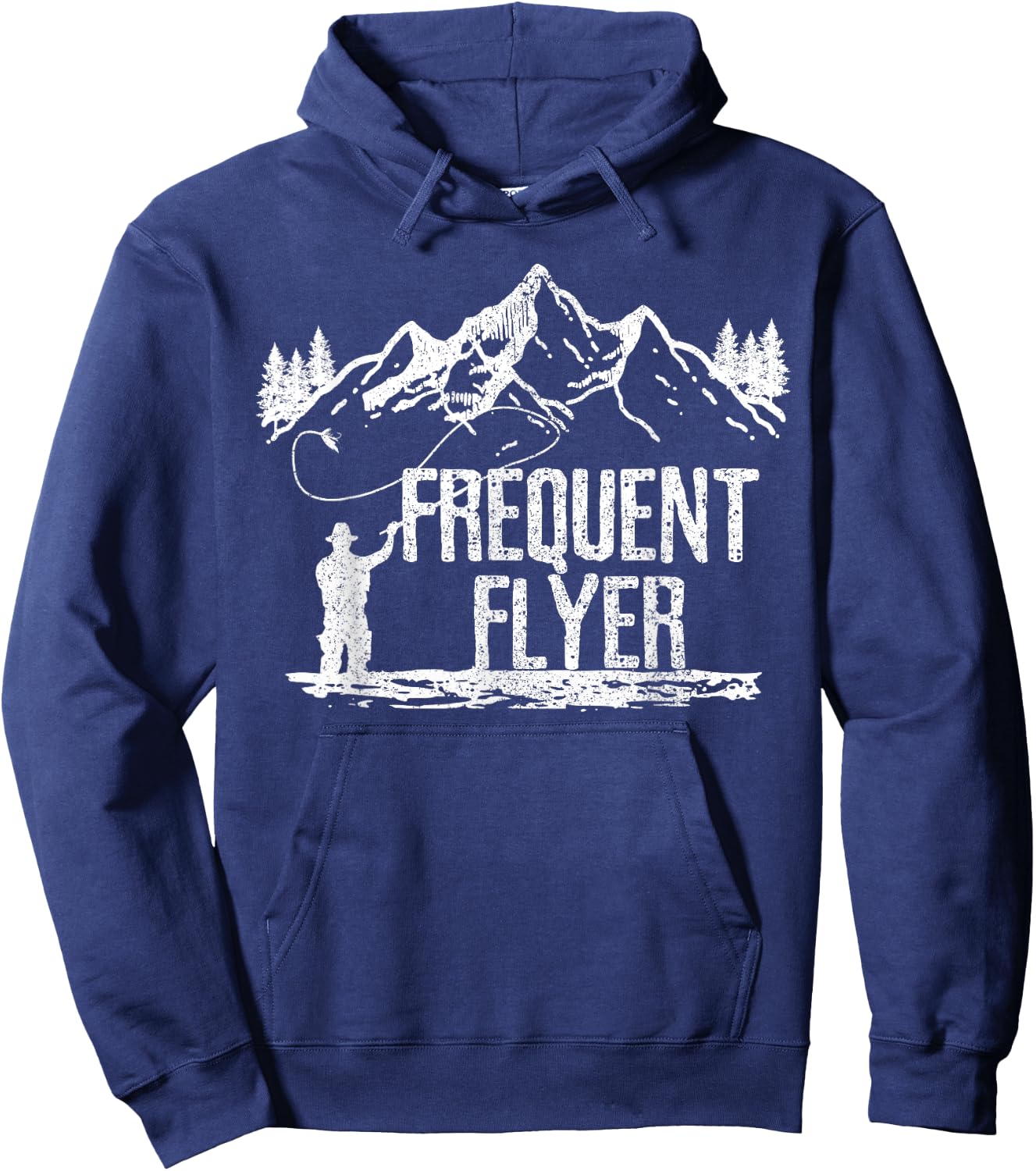Fly Fishing - Frequent Flyer Funny Trout Fisherman Gift Hoodie - Hoodie | Navy