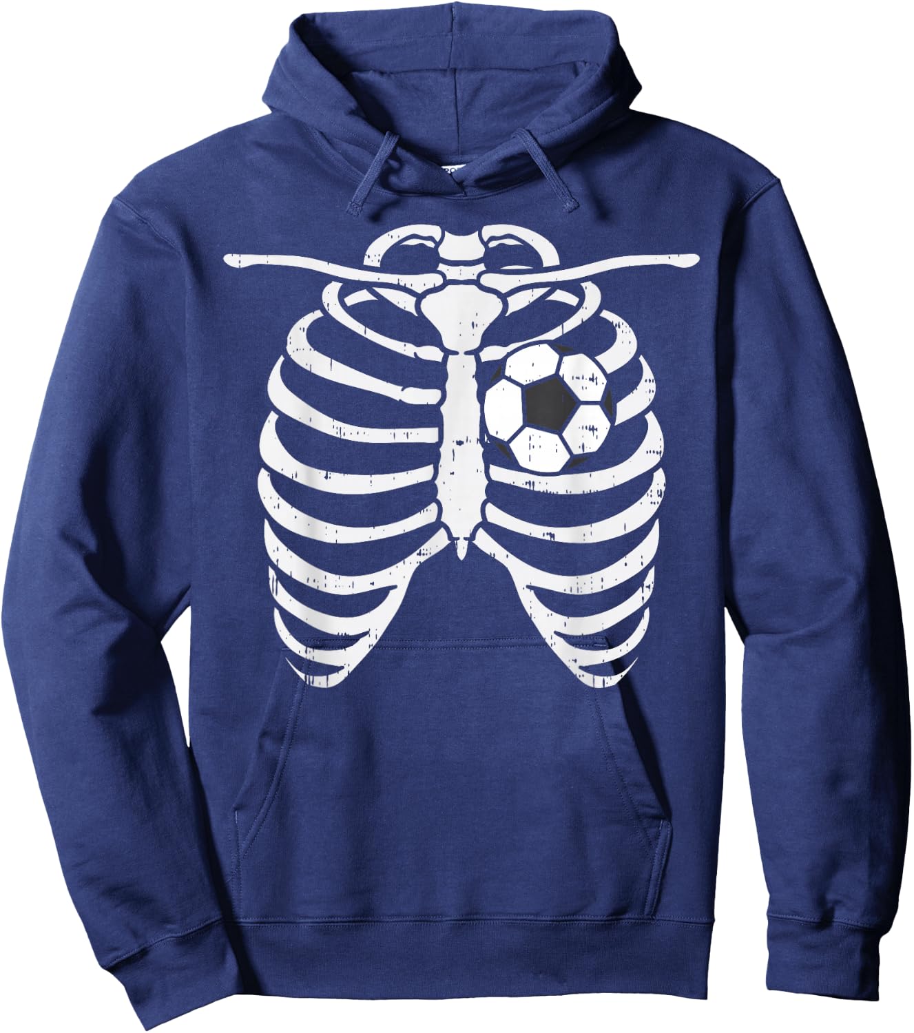 Soccer Heart Skeleton Ribs X-Ray Sport Halloween Costume Hoodie - Hoodie | Navy
