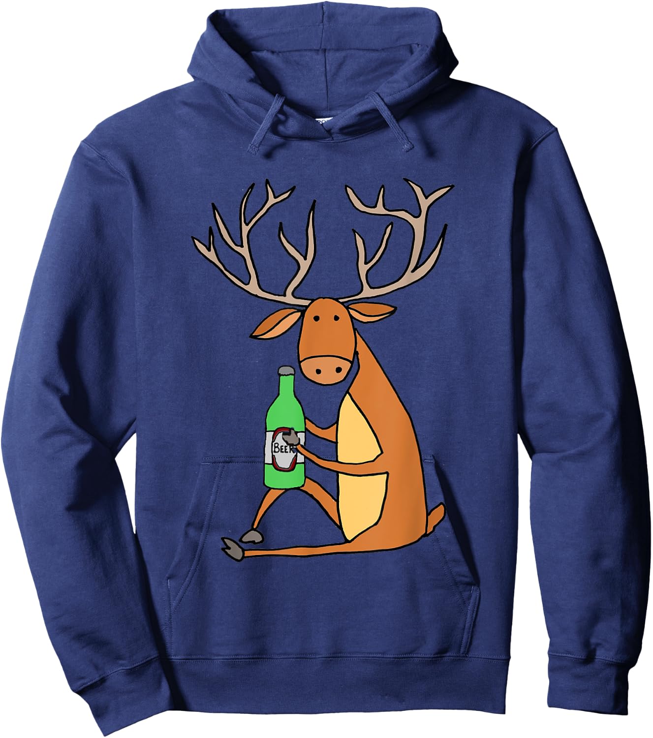Smilemoretees Funny Stag Deer Drinking Beer Hoodie - Hoodie | Navy
