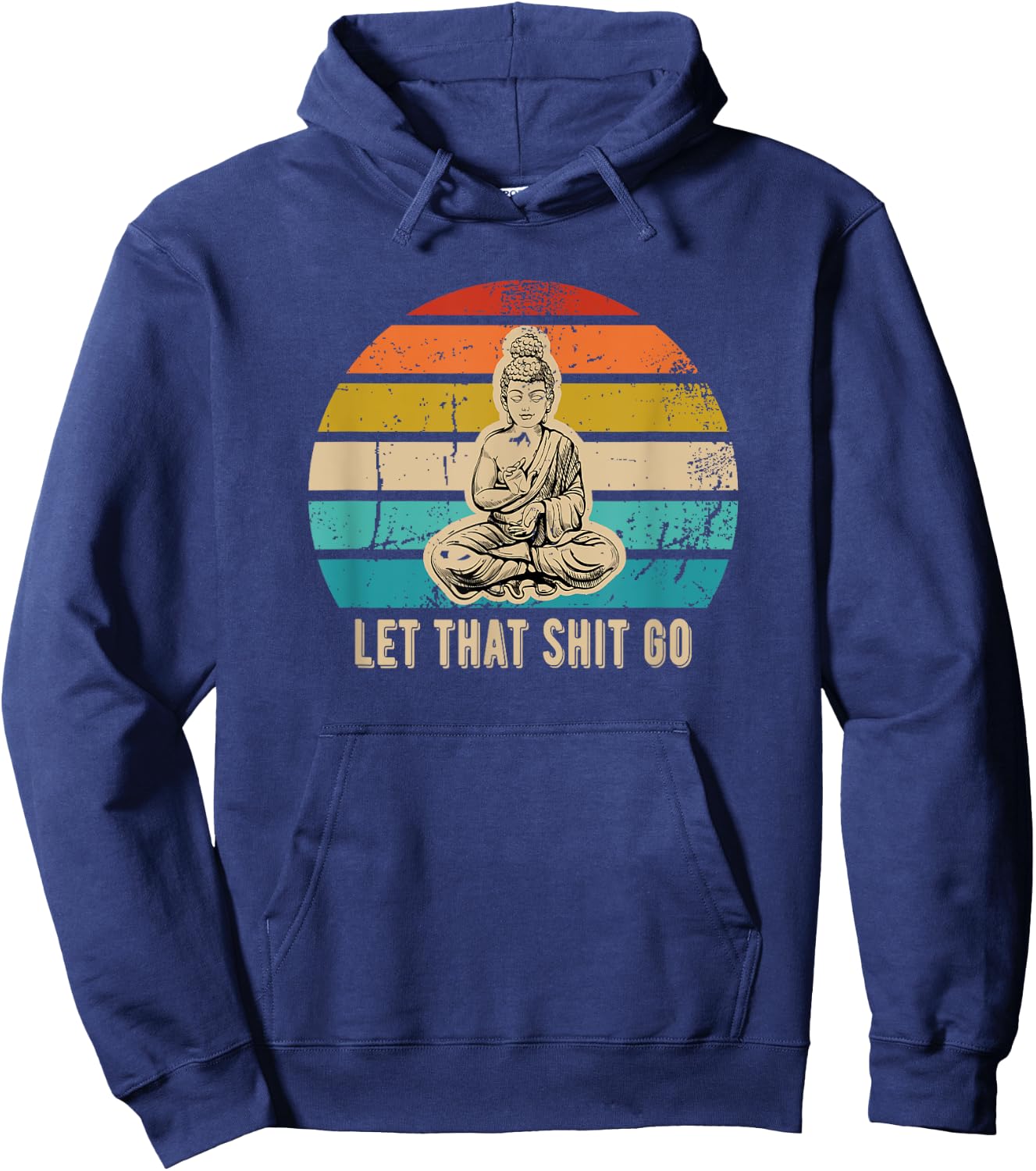 Retro Buddha Design with Dark Humor and Sarcastic Vibes Hoodie - Hoodie | Navy