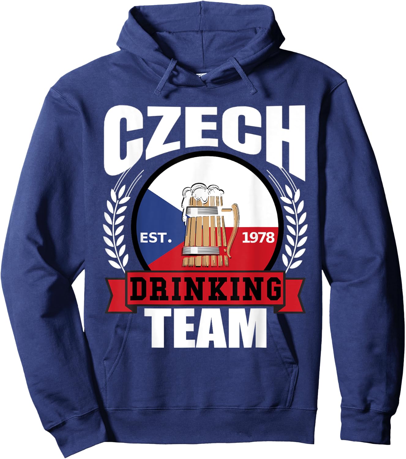 Czech Drinking Team Funny Republic Flag Beer Party Gift Hoodie - Hoodie | Navy