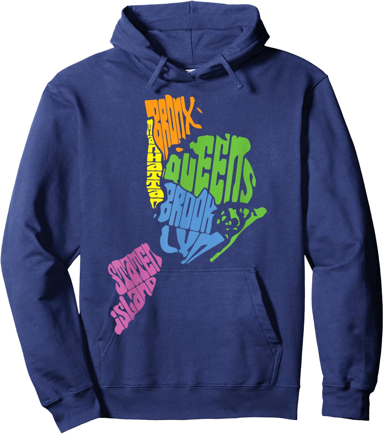 New York City Five Boroughs Map Retro Hoodie - Hoodie | Navy