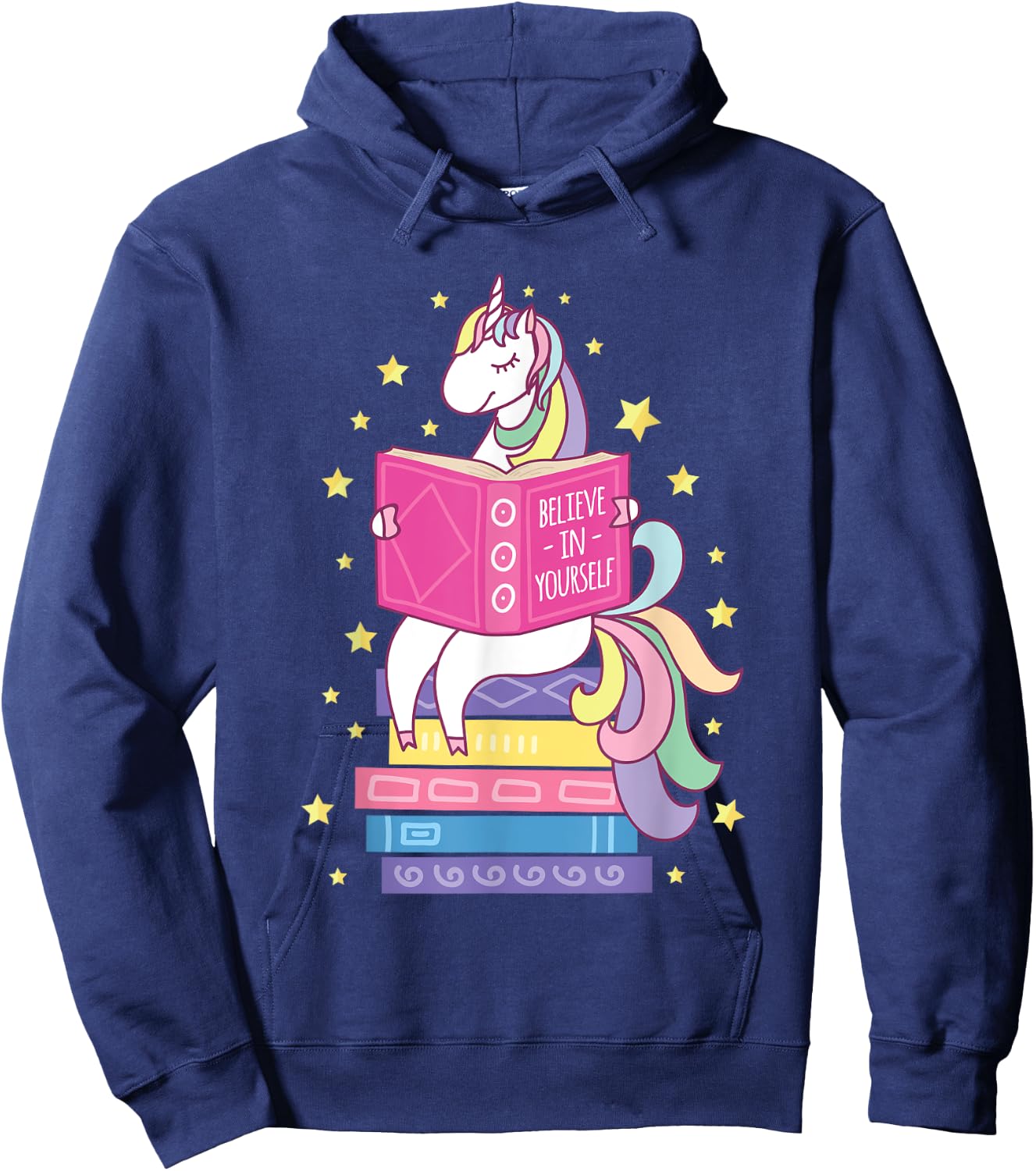 Reading Library Unicorn Read Books Lover Reader Gift Hoodie - Hoodie | Navy