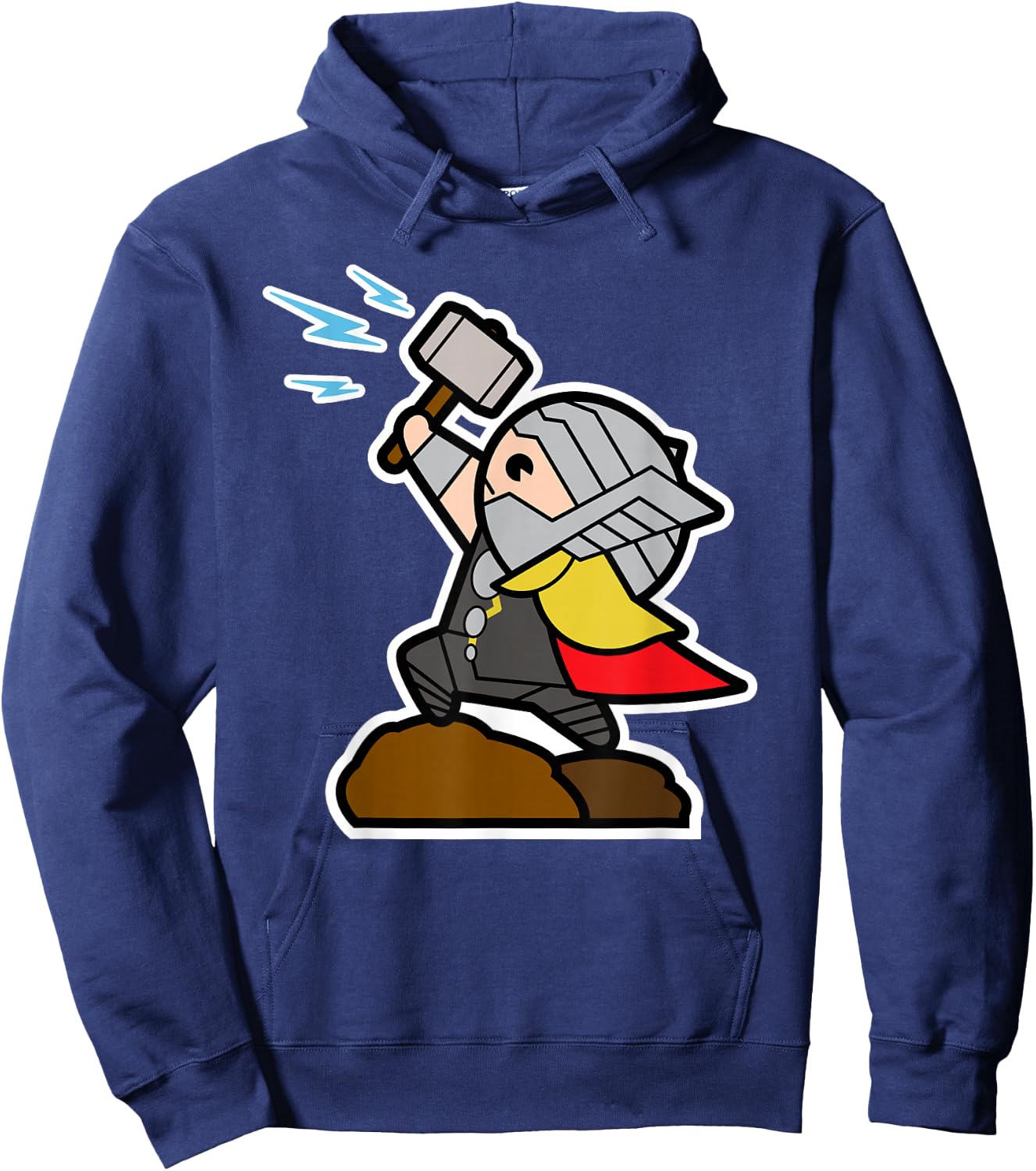 Marvel Thor Mjolnir Hammer Cute Kawaii Graphic Hoodie - Hoodie | Navy