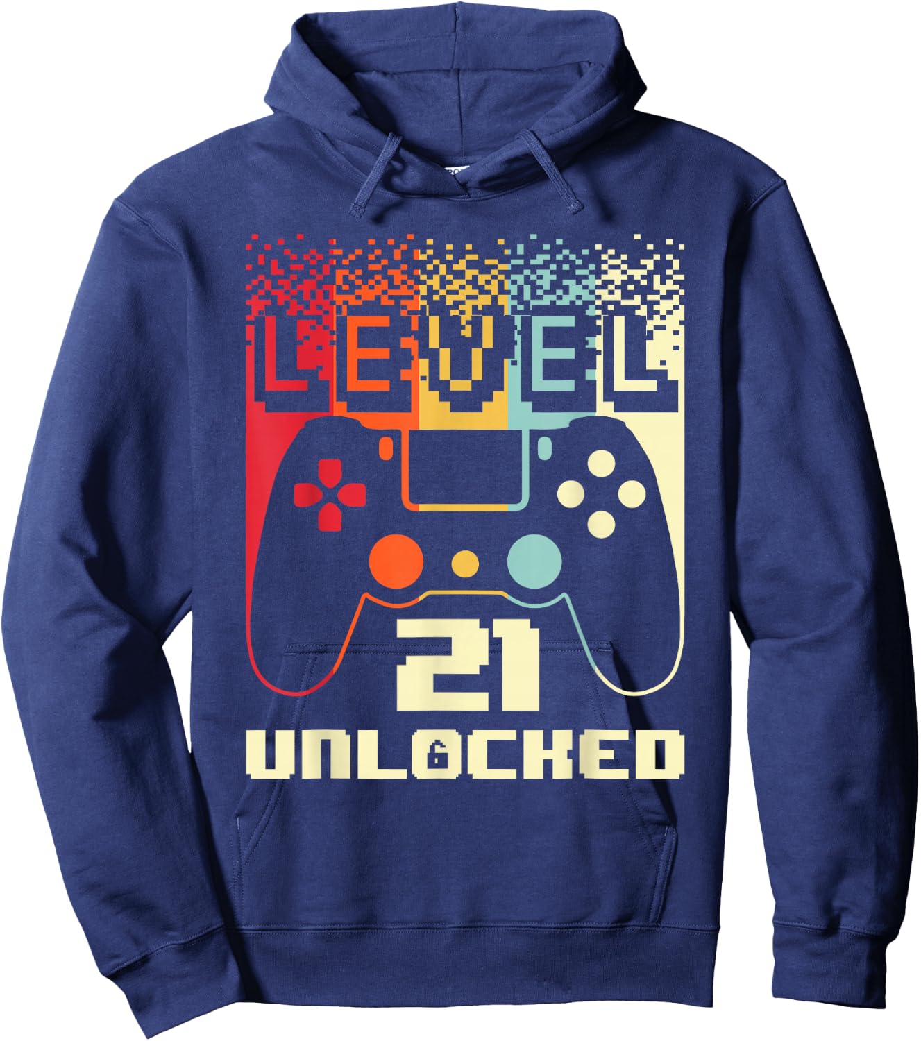 21st Birthday Level 21 Unlocked Gamer 21 Year Old Hoodie - Hoodie | Navy