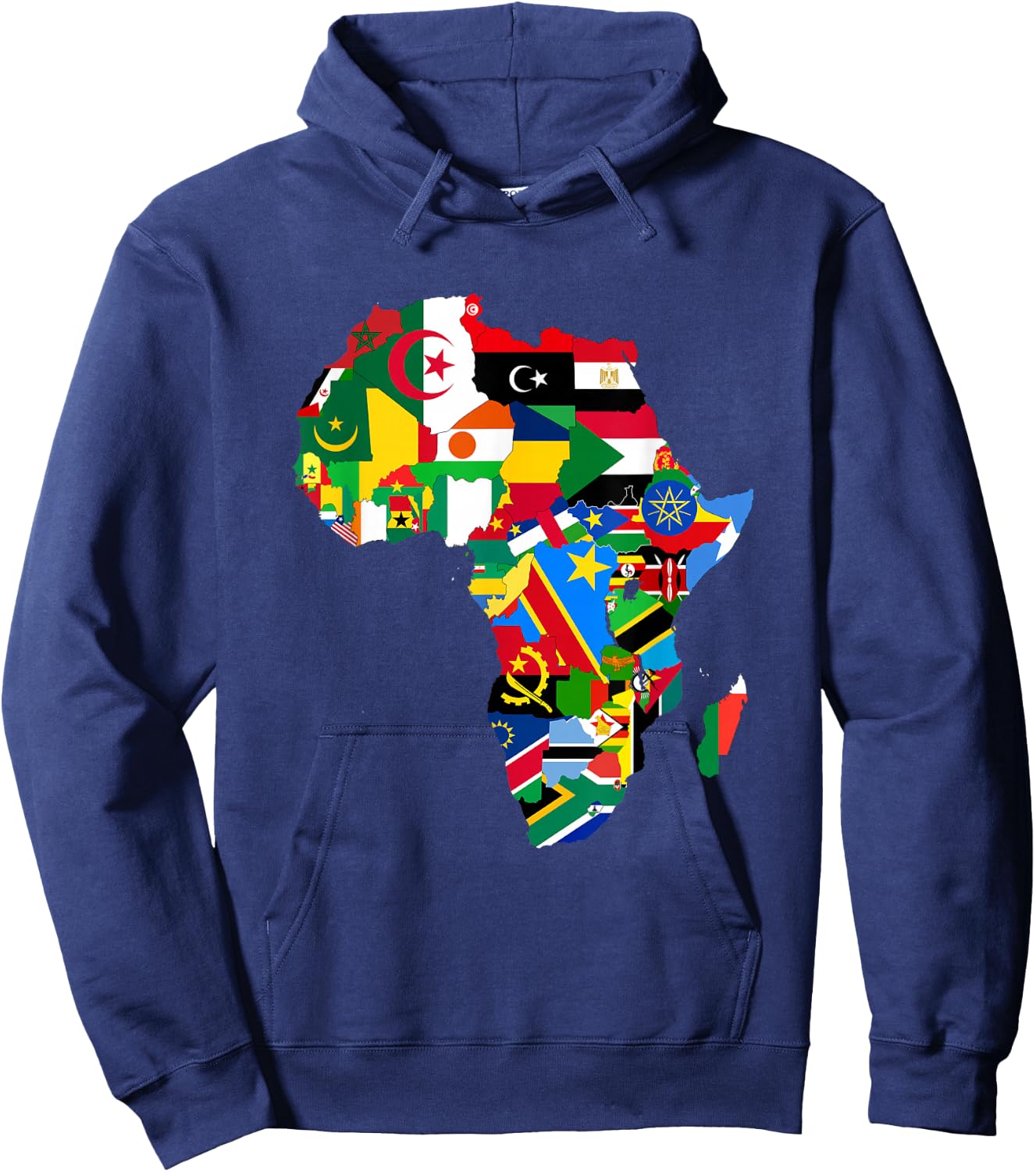 African Pride - Ethnic Map of Africa with Flags Hoodie - Hoodie | Navy