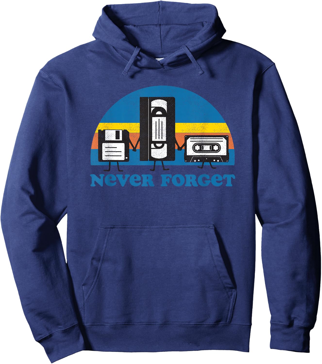 Never Forget T Shirt Funny Floppy Disk VHS Tape 90s 80s Hoodie - Hoodie | Navy