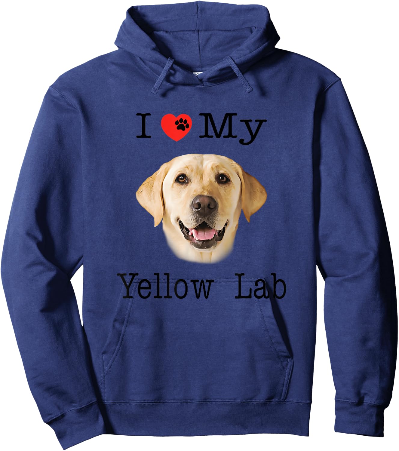 I Heart Love My Yellow Lab Portrait of Labrador Face Hoodie - Hoodie | Navy