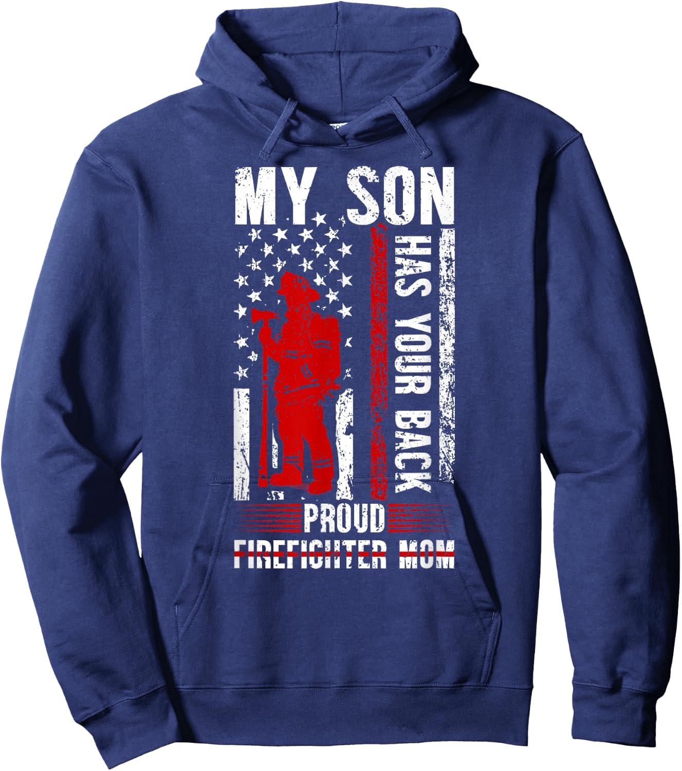 Proud Firefighter Mom Of A Firefighter Mama Fireman Mom Hoodie - Hoodie | Navy