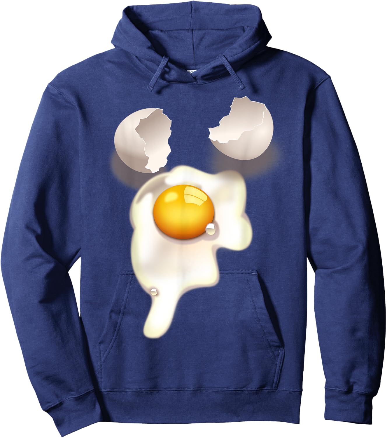 Graphic No Words Cracked Fried Egg Hoodie - Hoodie | Navy