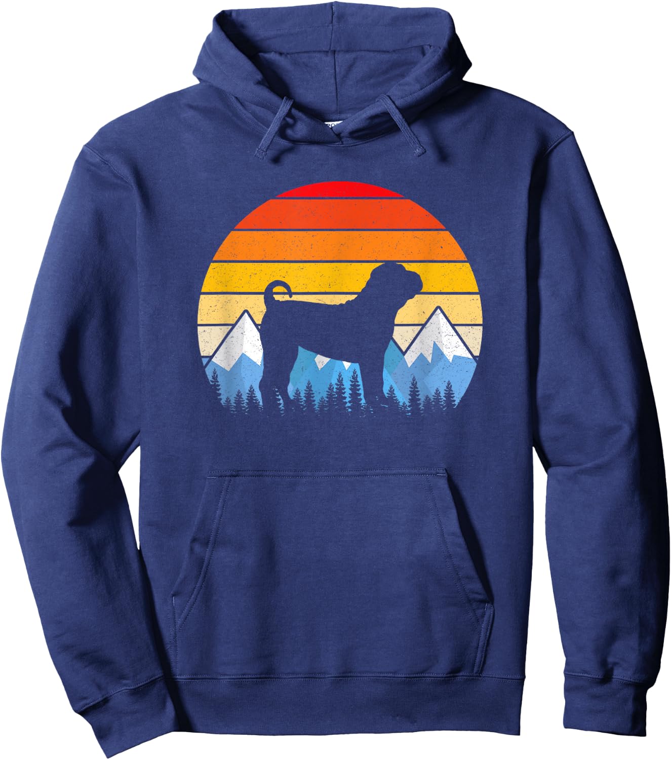 Vintage Retro Chinese Shar-Pei T Shirt Chinese Shar-Pei Gift Hoodie - Hoodie | Navy