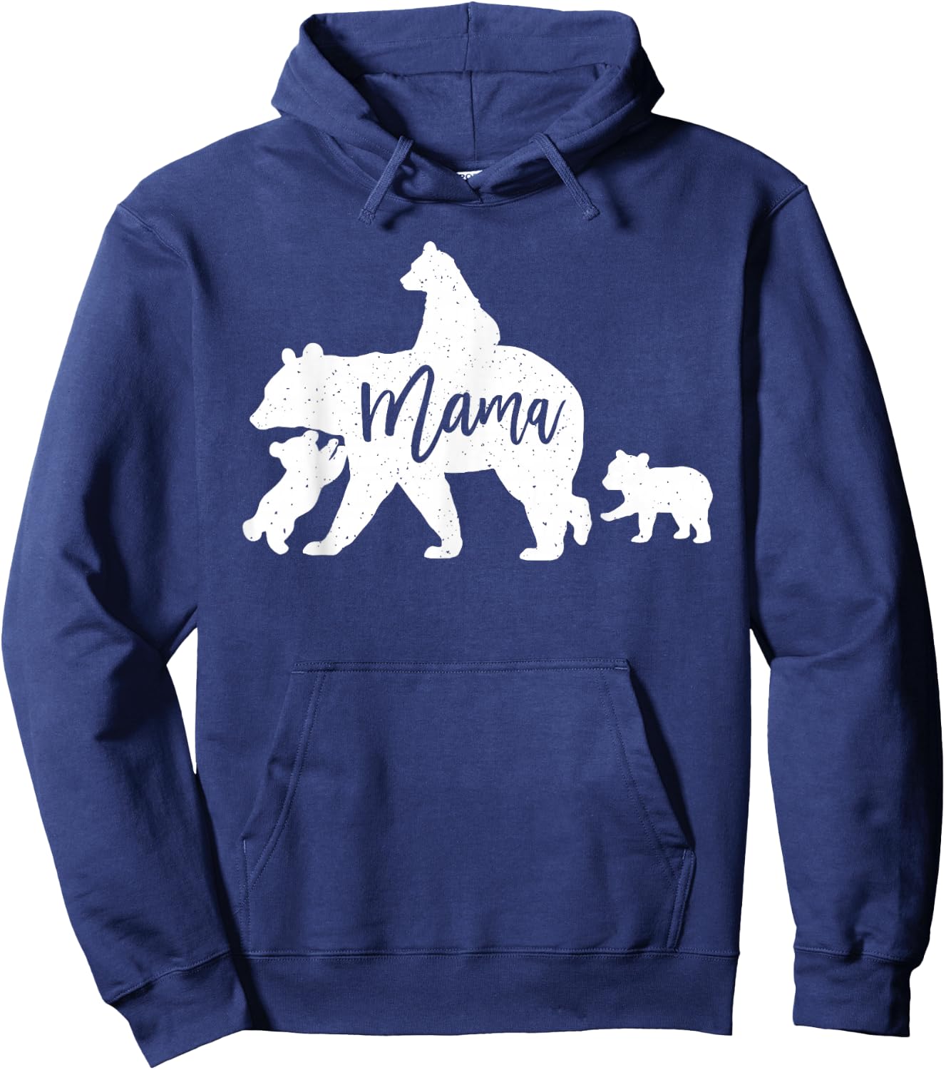 Mama Bear 3 Baby Bear Cubs Following Riding on Back Hoodie - Hoodie | Navy