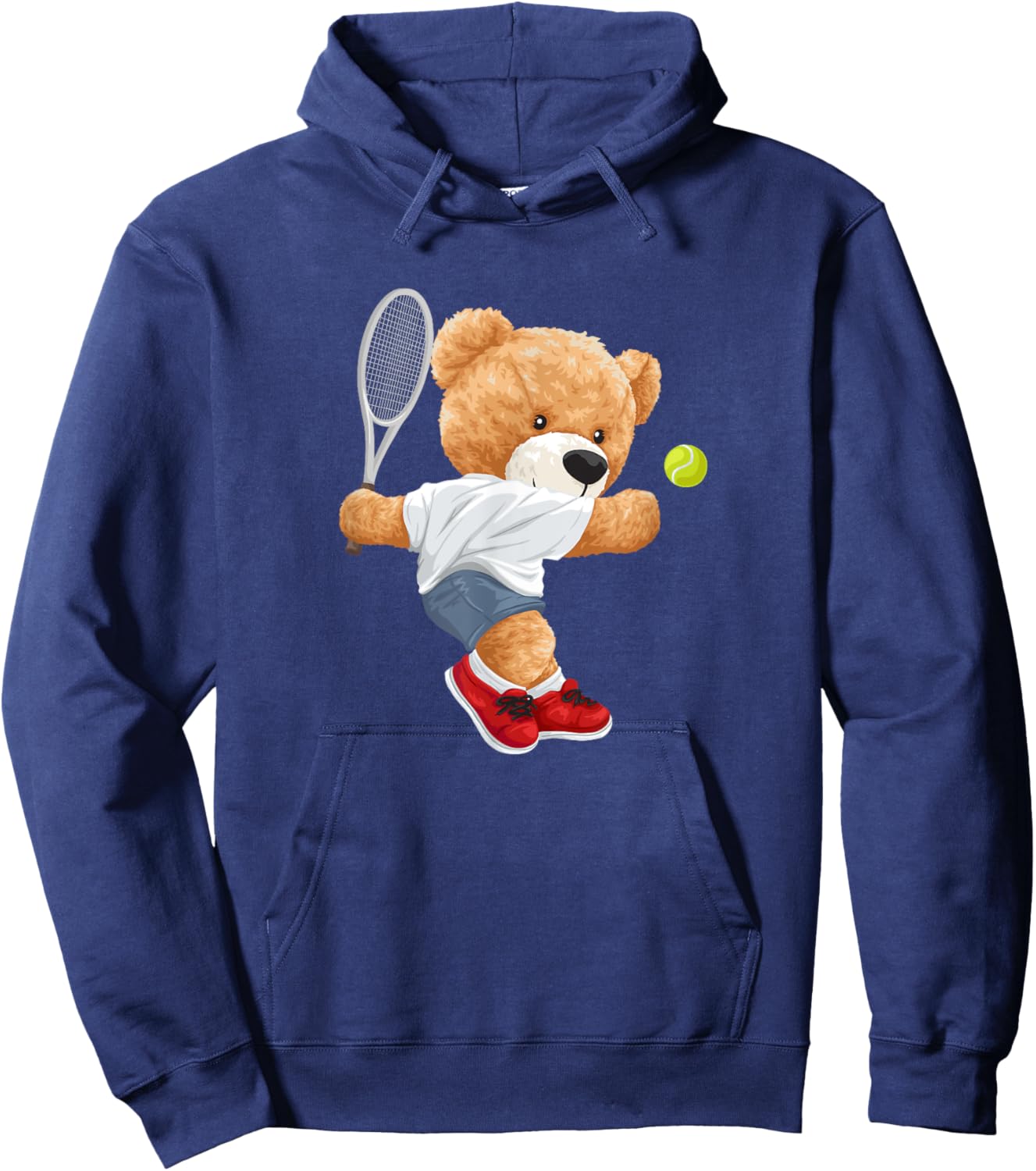 Cool Teddy Bear Playing Tennis Illustration Graphic Designs Hoodie - Hoodie | Navy