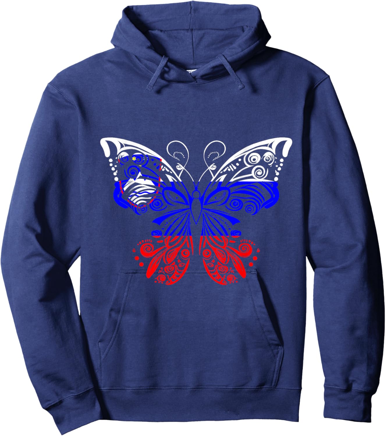 Slovenian Pride Slovenian Roots Butterfly Slovenia Flag Hoodie - Hoodie | Navy
