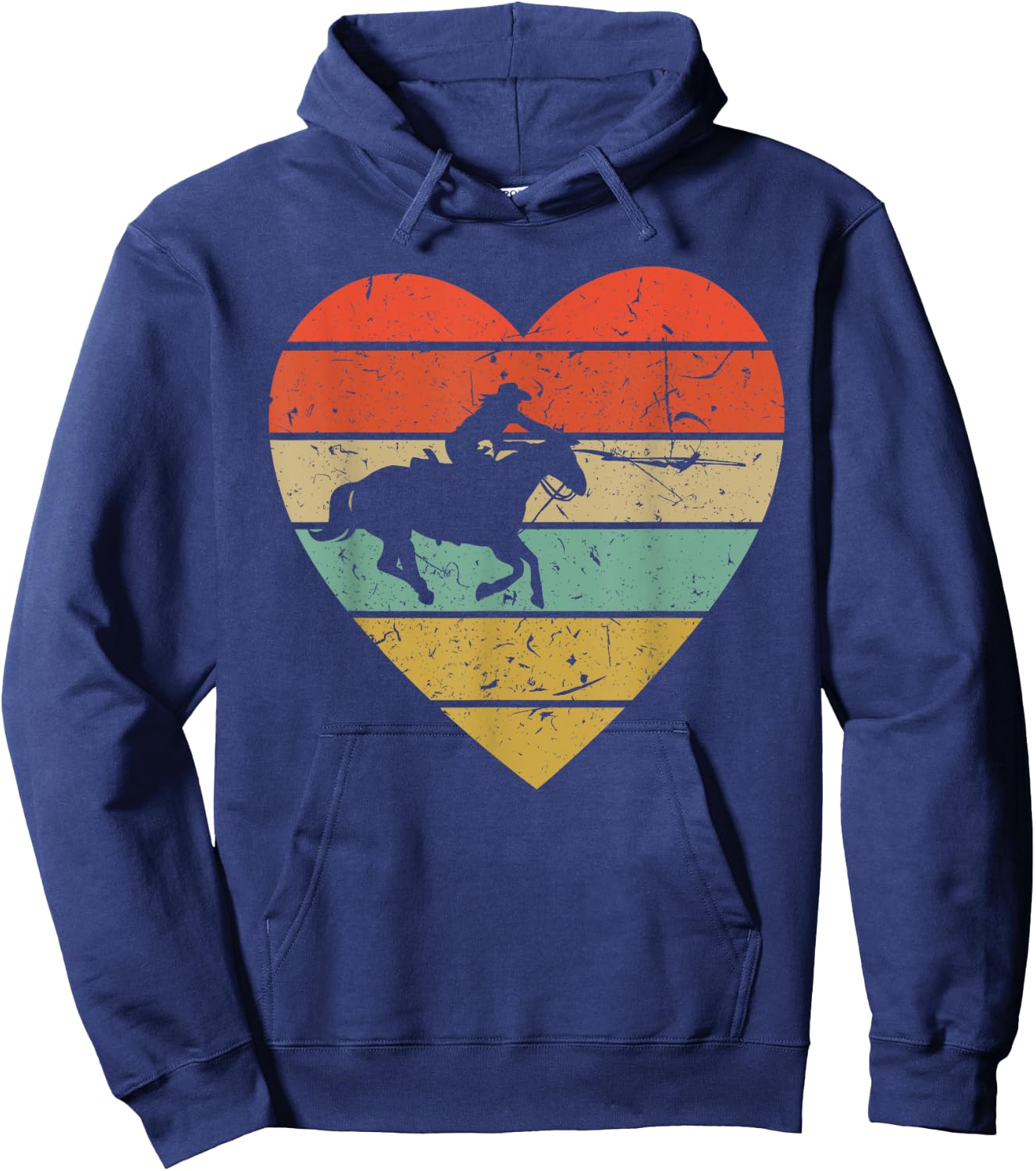 Roping Vintage Design Retro Horse Calf Roper Heart Sport Fan Hoodie - Hoodie | Navy