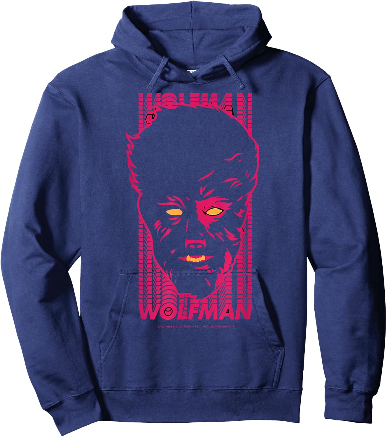 Universal Monsters The Wolf Man Name Stack Portrait Hoodie - Hoodie | Navy