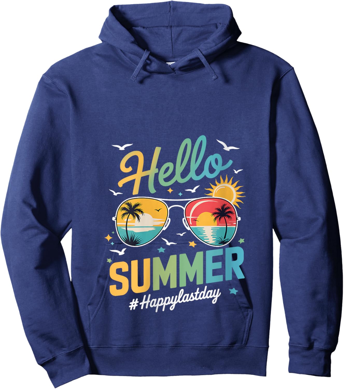 Hello Summer Teacher Happy Last Day of School Pre-K V-Neck Hoodie - Hoodie | Navy