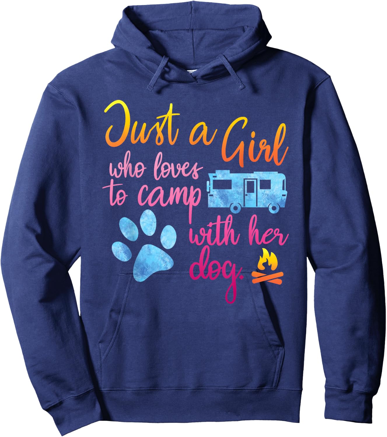 Just A Girl Who Loves To Camp With Her Dog Cute Camping Hoodie - Hoodie | Navy