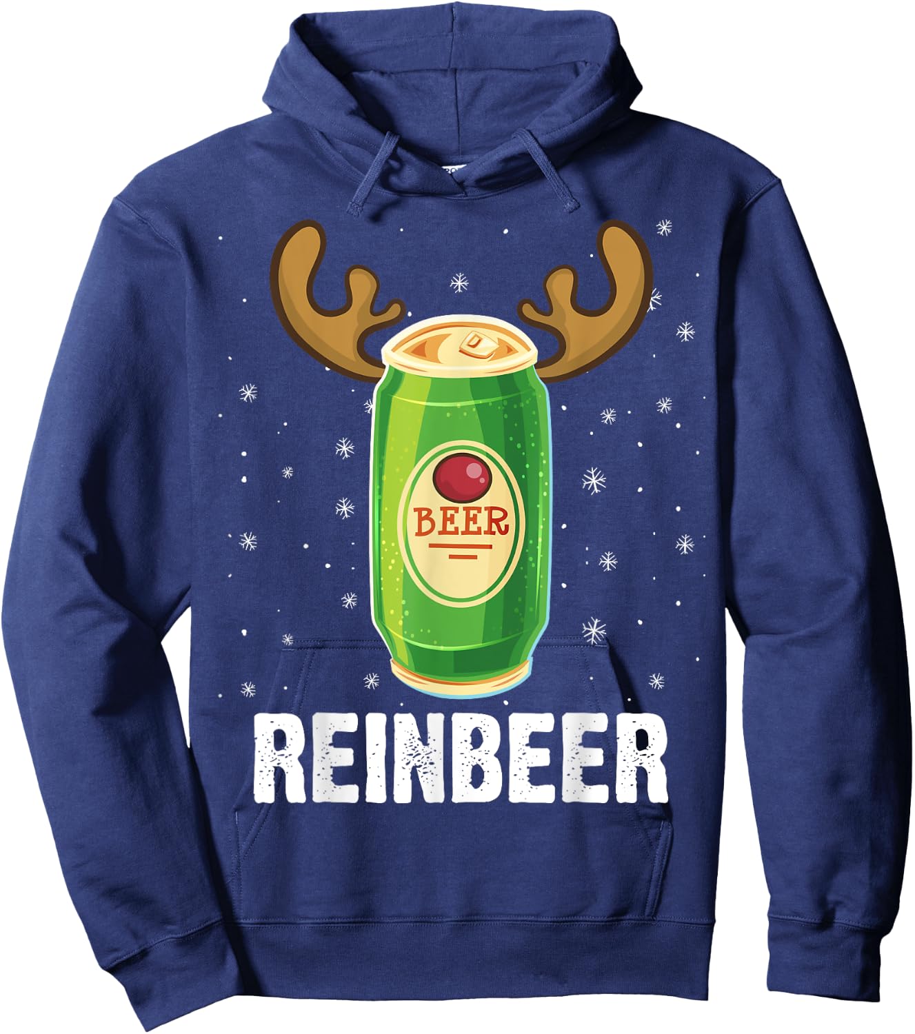 Funny Christmas Reindeer Beer Pun Xmas Hoodie - Hoodie | Navy