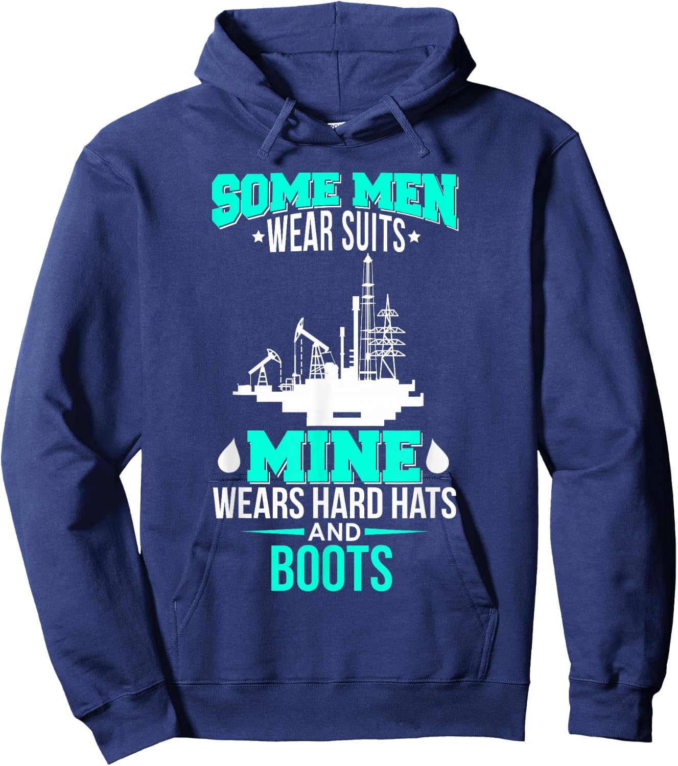 Oil Field Driller Wife, Husband Hard Hats & Boots Hoodie - Hoodie | Navy