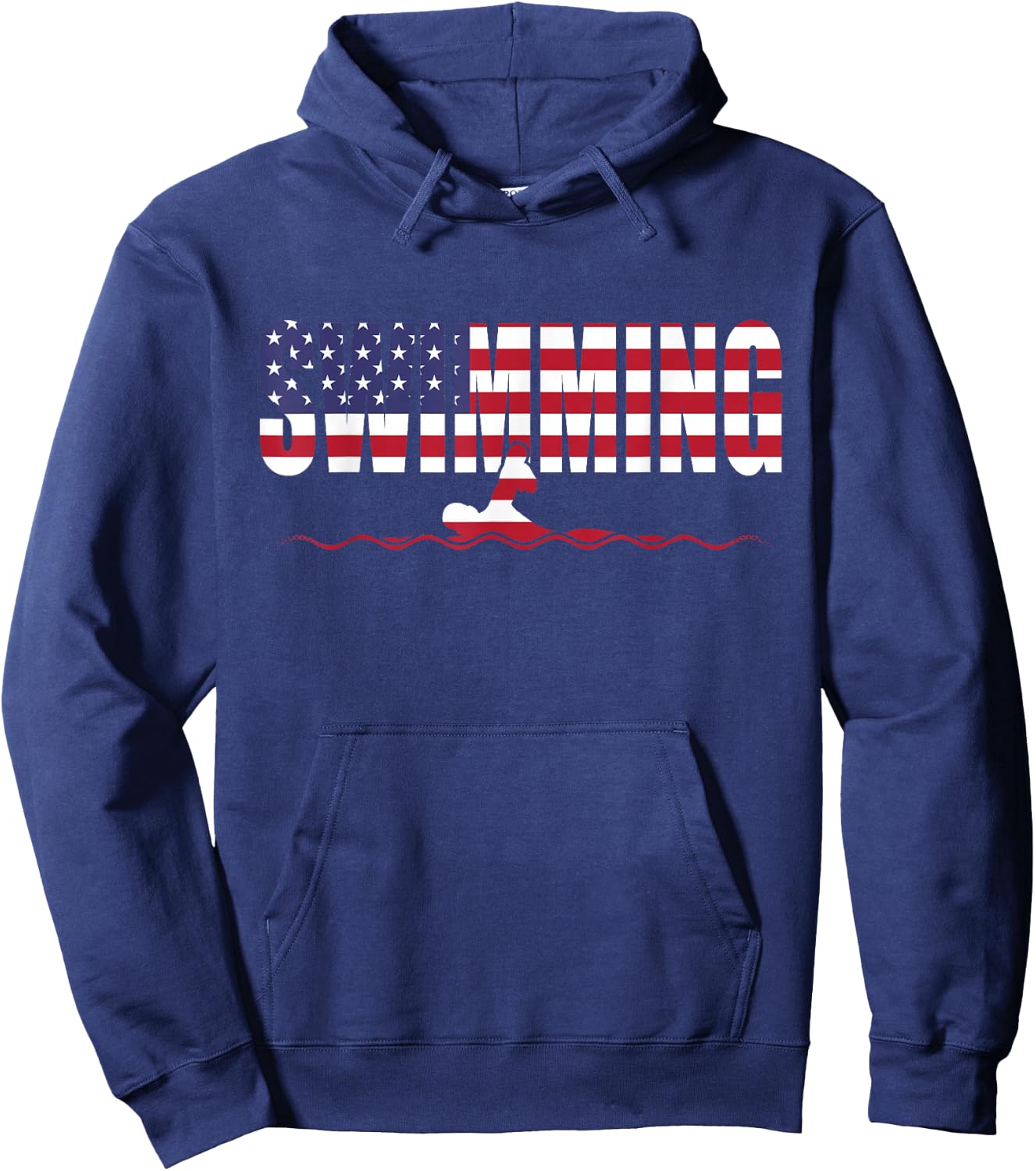 Swimming American Flag USA Flag Sport Team Fan Hoodie - Hoodie | Navy