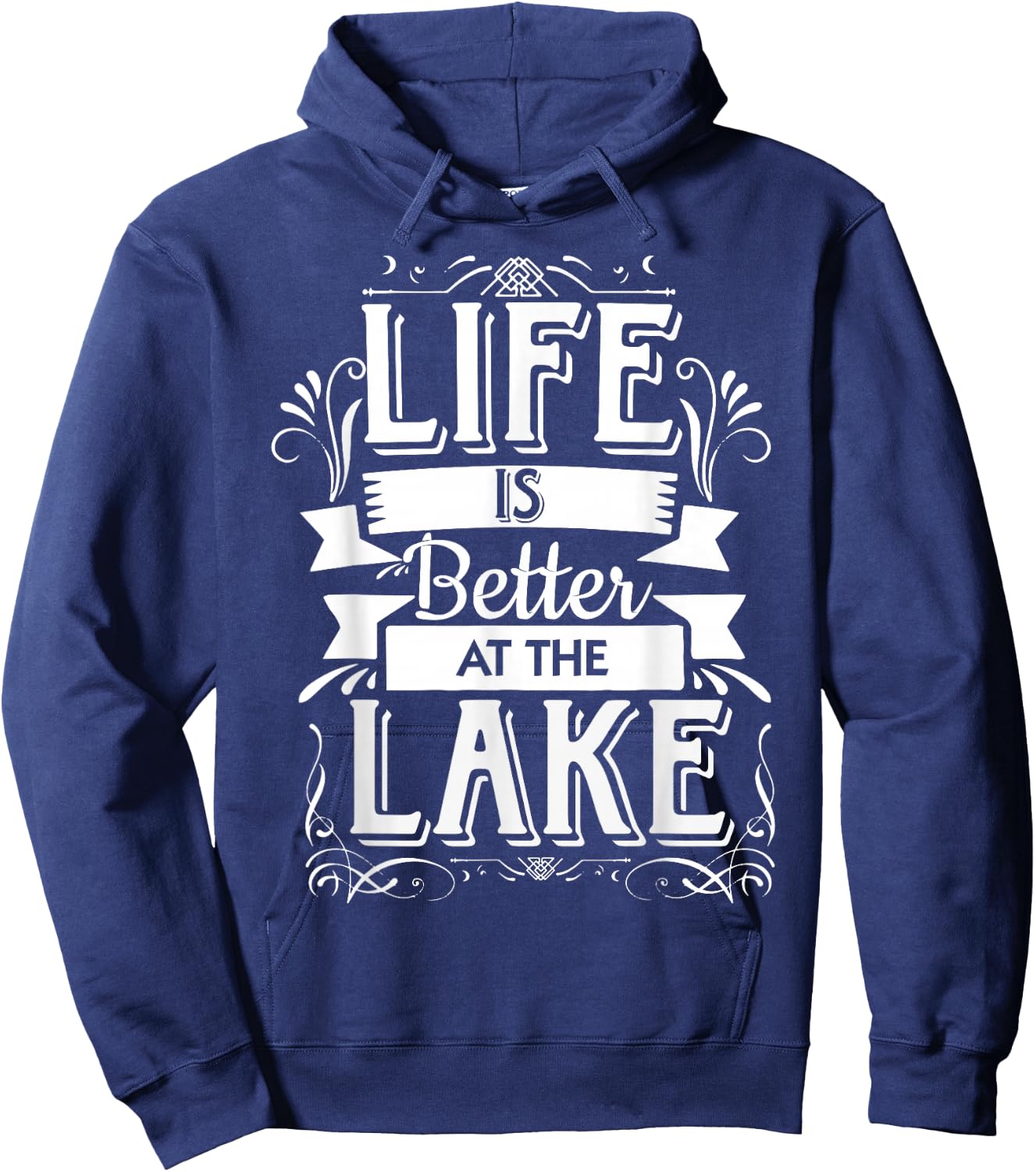 Life is Better at The Lake T Shirt | Funny Lake Vacation Hoodie - Hoodie | Navy