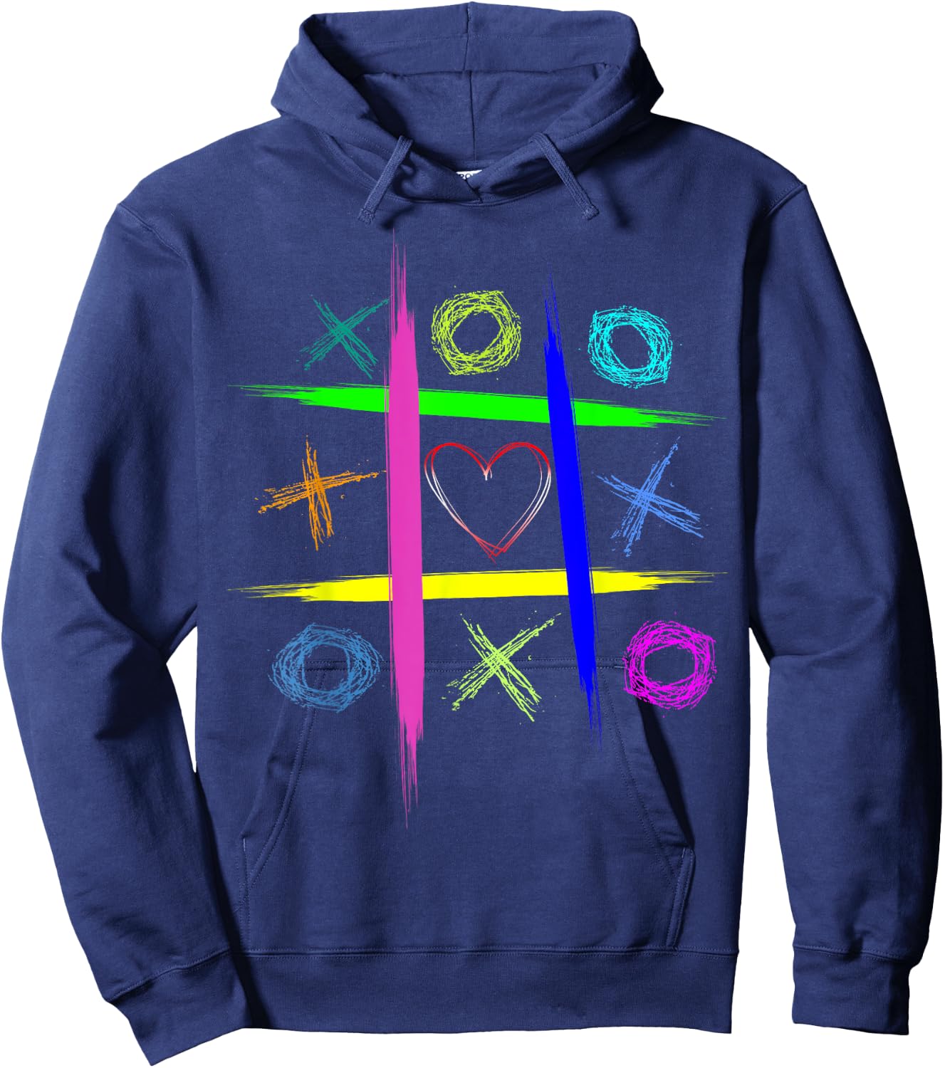 Ultimate Tic tac toe board game colorful & heart hugs kisses Hoodie - Hoodie | Navy