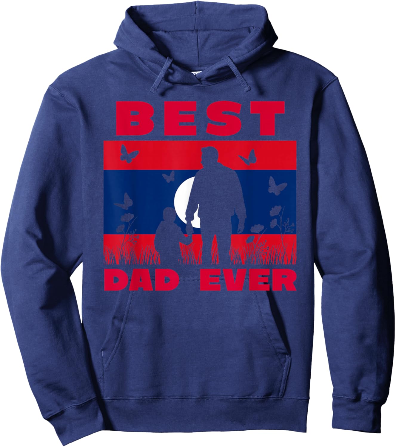 Laos Lao Laotian Flag Best Dad Ever Father Son Fathers Day Hoodie - Hoodie | Navy