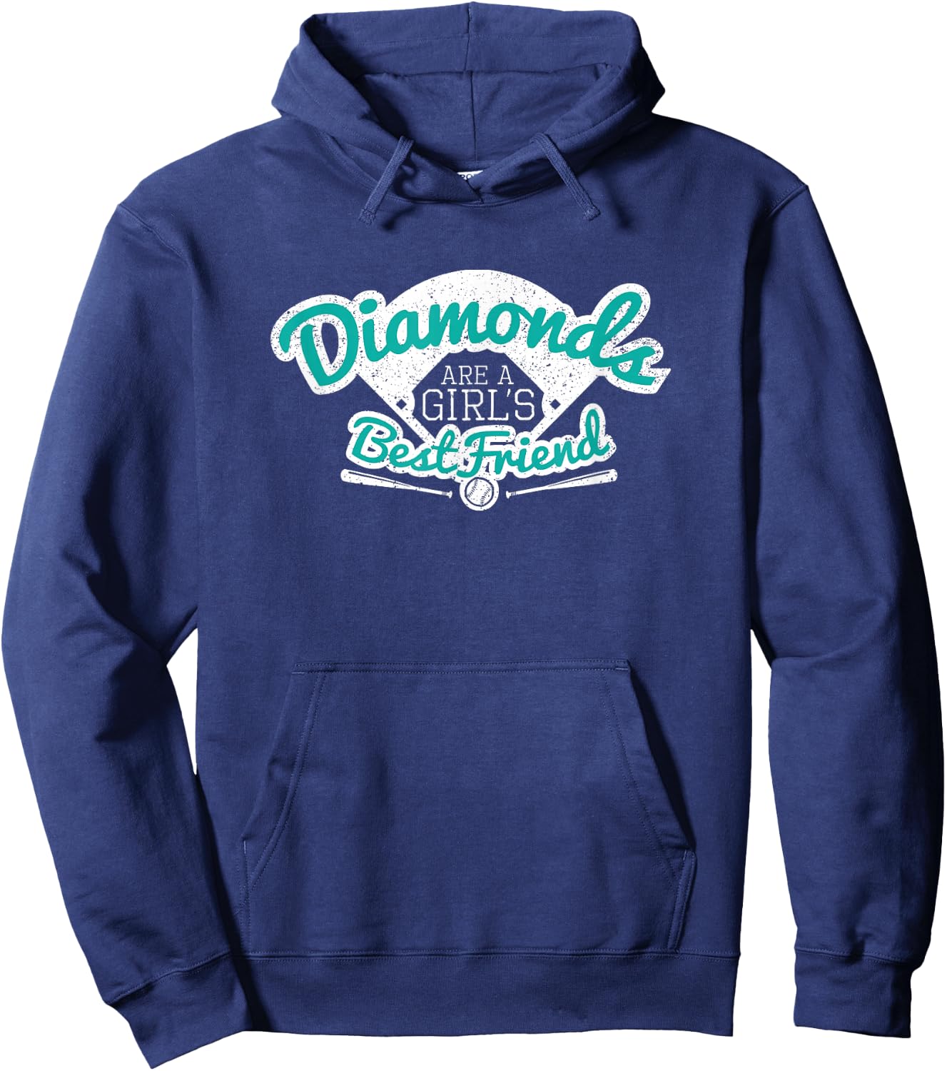Softball Diamonds are a Girl's Best Friend shirt gift teal Hoodie - Hoodie | Navy