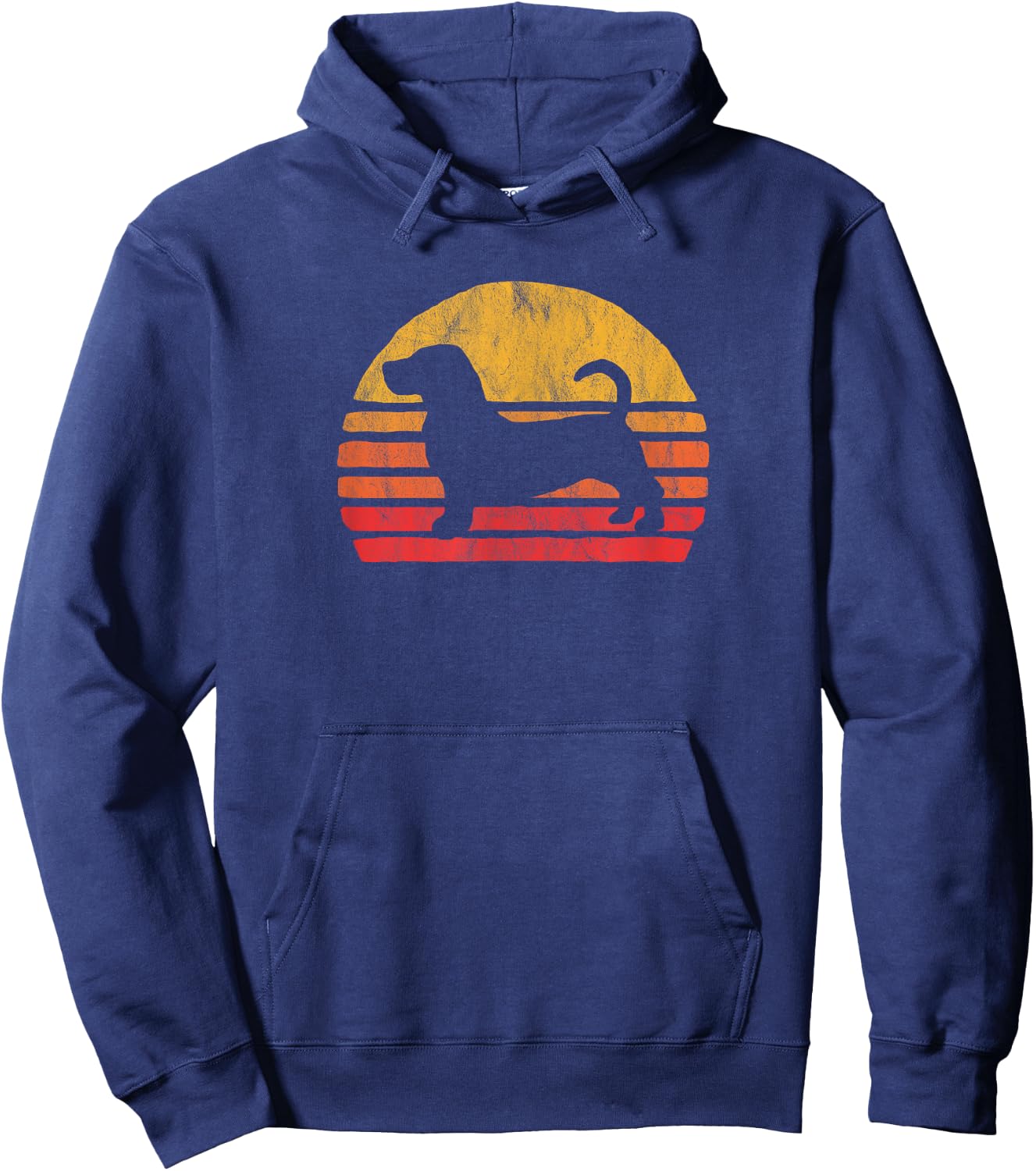 Retro Bassett Hound Sun - Vintage Dog Breed Design Women Kids Hoodie - Hoodie | Navy