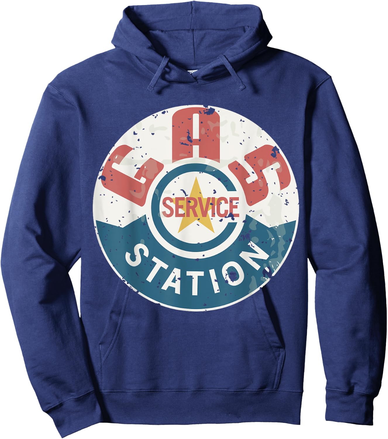Vintage Gas Station (distressed shirts women & men) Hoodie - Hoodie | Navy