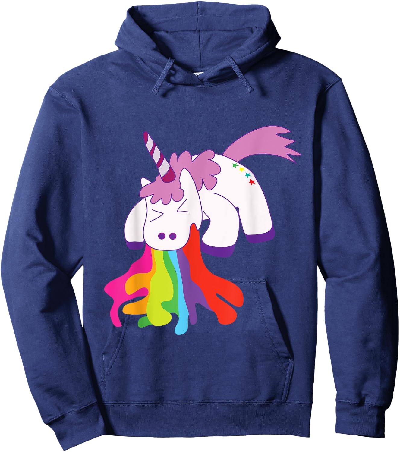 Unicorn Puking Rainbows Graphic T shirt Funny Rainbow Puke Hoodie - Hoodie | Navy