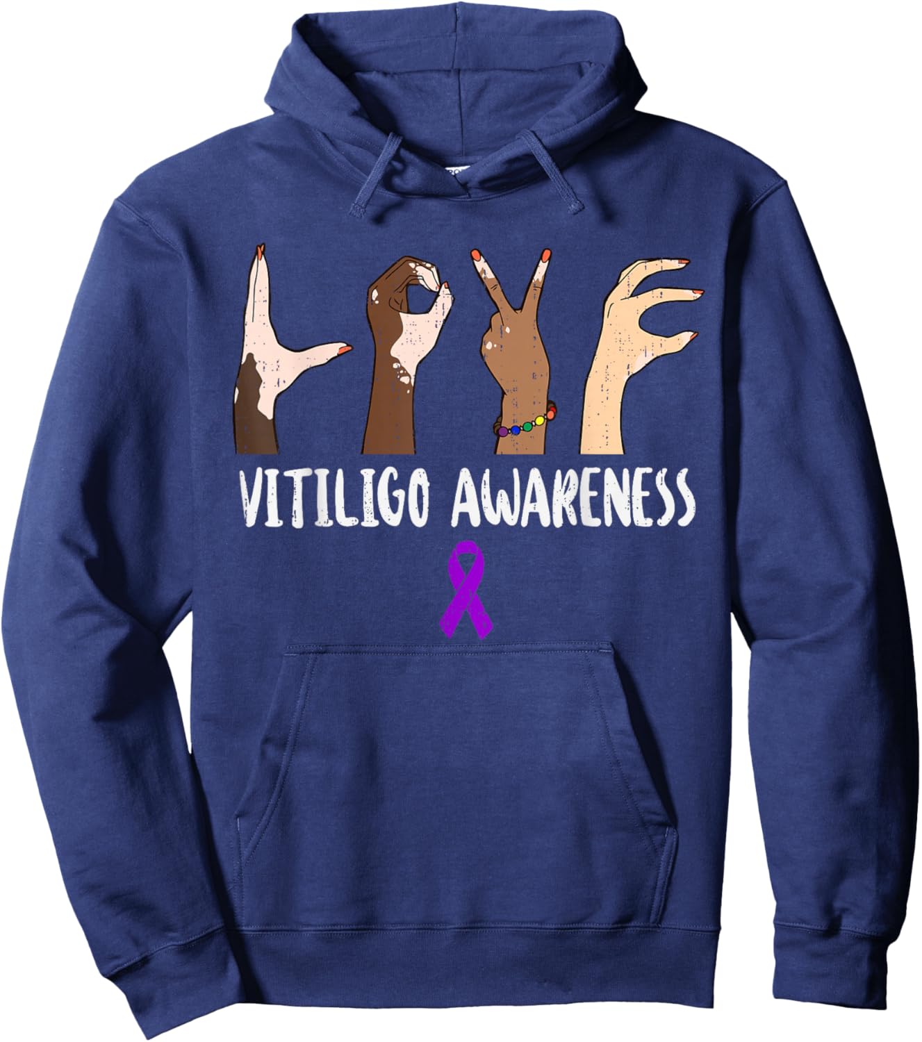 Vitiligo Awareness Positive Messages Skin Disorder Hoodie - Hoodie | Navy