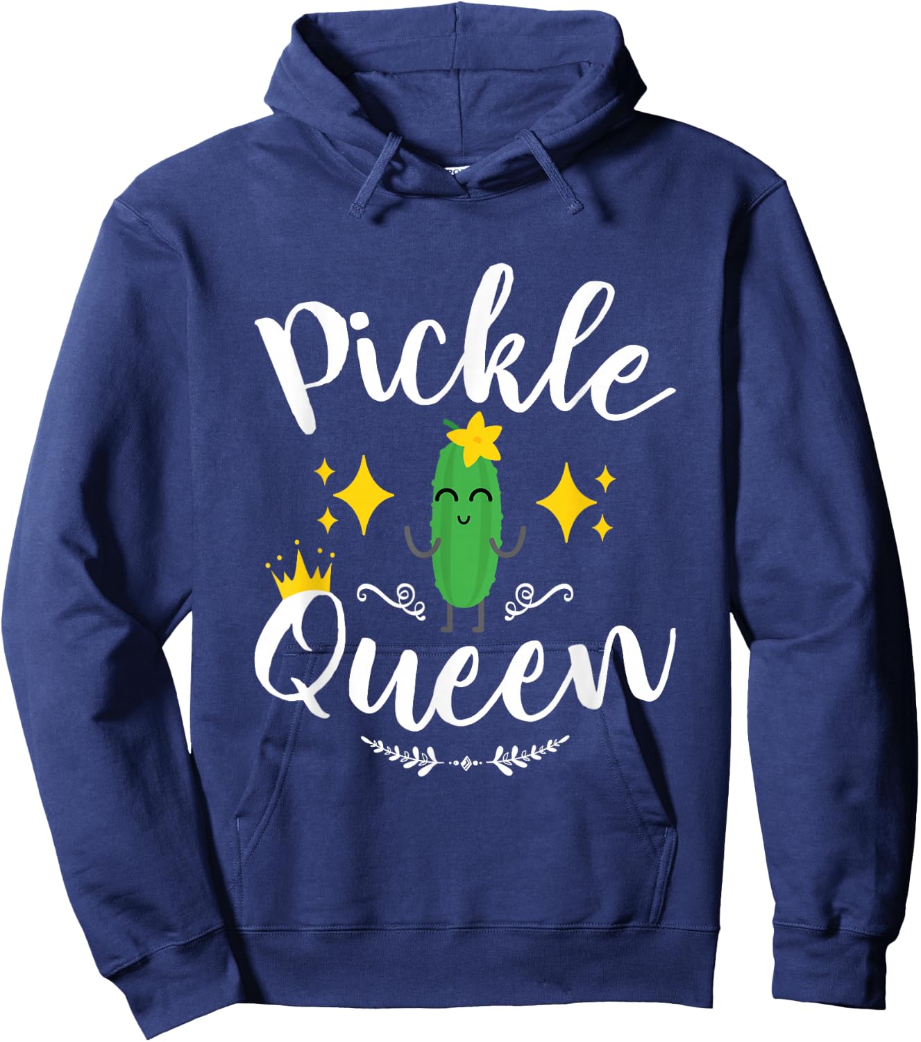 Pickle Queen Dill Women Girls Vegan Vegetable Cucumber Hoodie - Hoodie | Navy