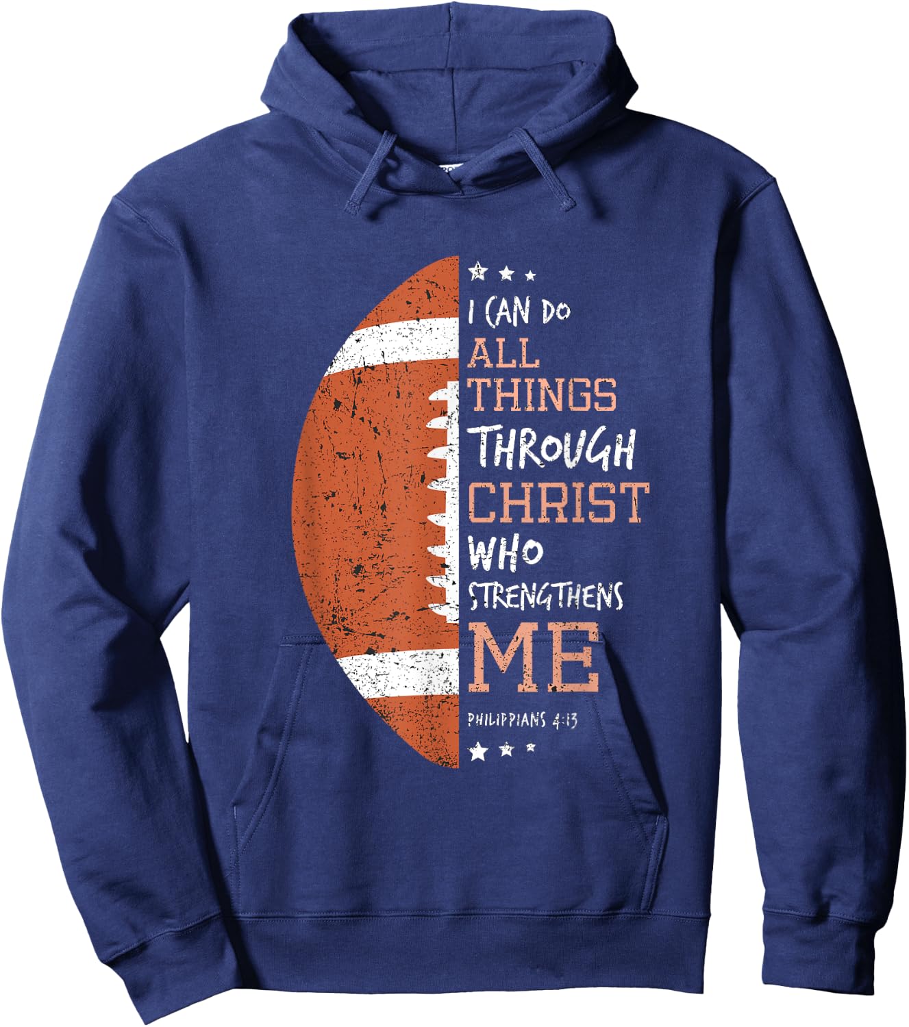 Philippians 4 13 I Can Do All Things Christian US Football Hoodie - Hoodie | Navy