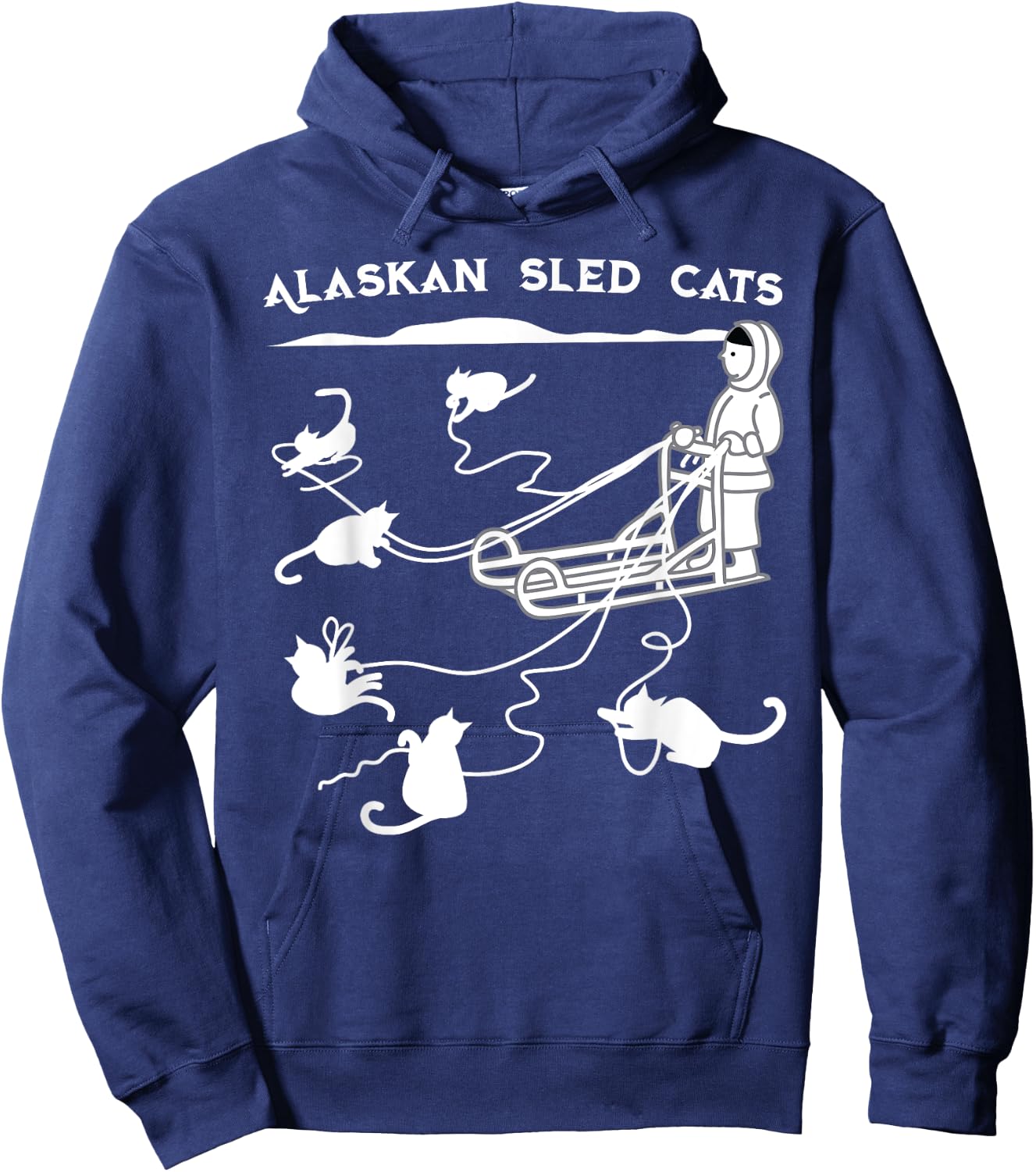 Sledding Gift Cute Alaskan Sled Cats for Cat-Loving Alaskans Hoodie - Hoodie | Navy